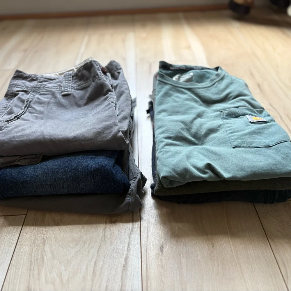 Carhartt Men's Green Pocket Tee with Dark Green Quarter-Zip and Navy Sweater Lot - Picture 10 of 10